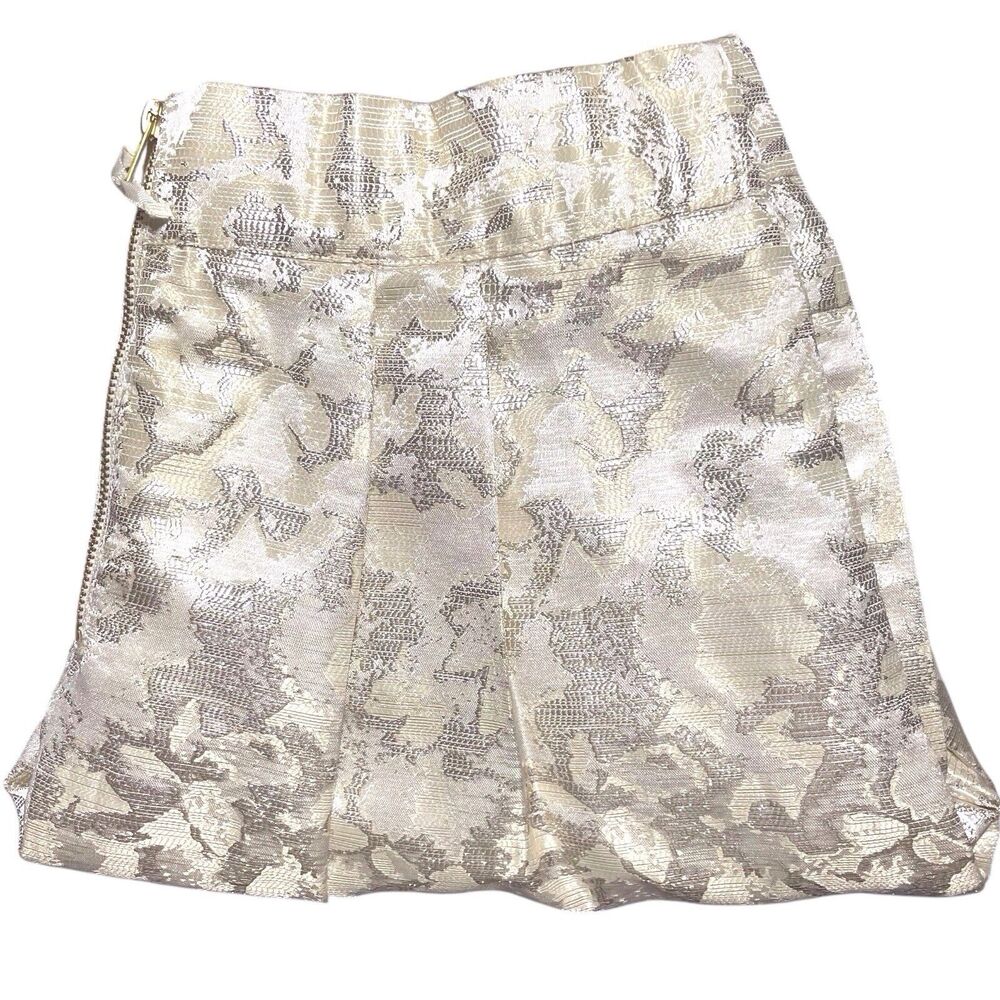 Anthropologie Maeve Rust Garden Brocade Mini Skirt Size Large Gold Silver EUC - Picture 16 of 16